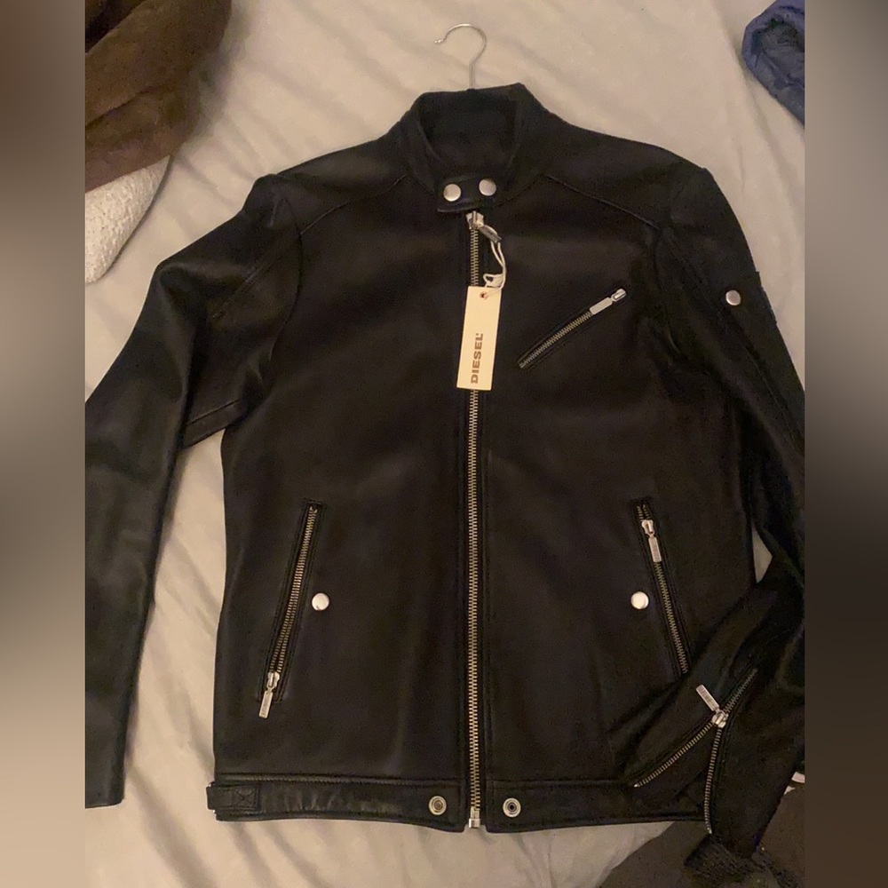 Genuine leather biker jacket